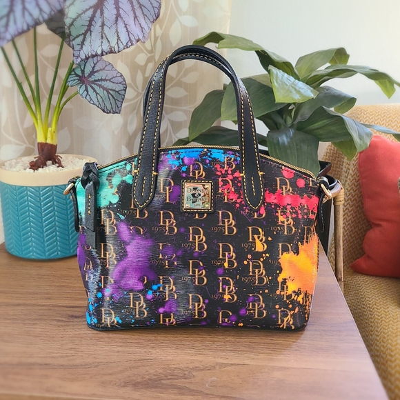 Dooney & Bourke Splash Paint Small Zip Satchel - Picture 1 of 10